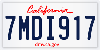 CA license plate 7MDI917