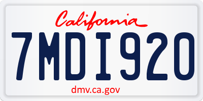 CA license plate 7MDI920