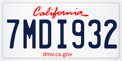 CA license plate 7MDI932