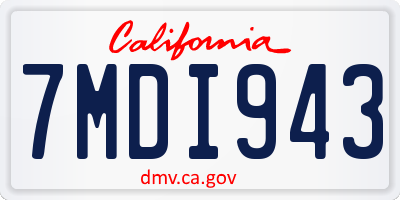CA license plate 7MDI943