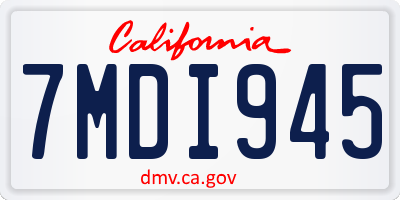 CA license plate 7MDI945