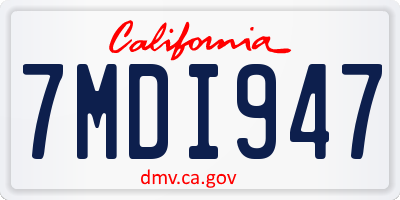 CA license plate 7MDI947