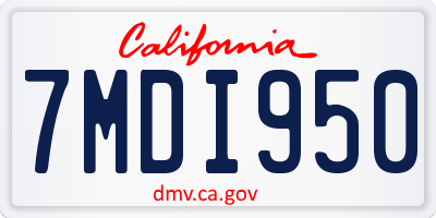 CA license plate 7MDI950