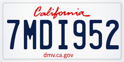 CA license plate 7MDI952