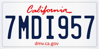 CA license plate 7MDI957