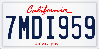 CA license plate 7MDI959