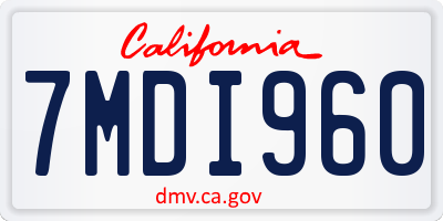 CA license plate 7MDI960