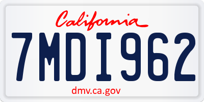 CA license plate 7MDI962