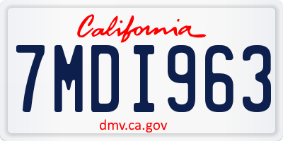 CA license plate 7MDI963