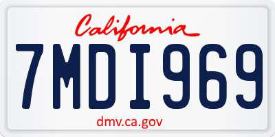 CA license plate 7MDI969