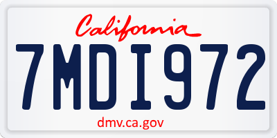 CA license plate 7MDI972