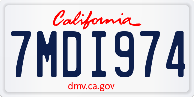 CA license plate 7MDI974
