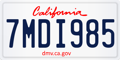 CA license plate 7MDI985