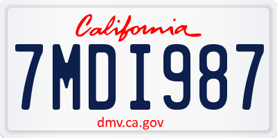 CA license plate 7MDI987