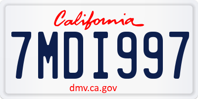 CA license plate 7MDI997