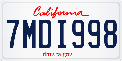 CA license plate 7MDI998