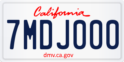CA license plate 7MDJ000