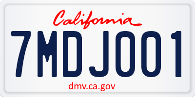 CA license plate 7MDJ001