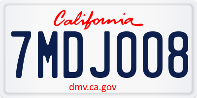 CA license plate 7MDJ008