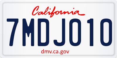 CA license plate 7MDJ010