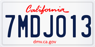 CA license plate 7MDJ013