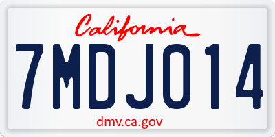 CA license plate 7MDJ014