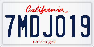 CA license plate 7MDJ019