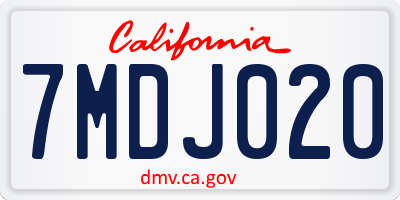 CA license plate 7MDJ020