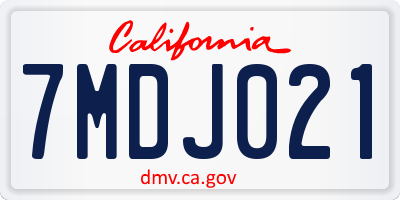 CA license plate 7MDJ021