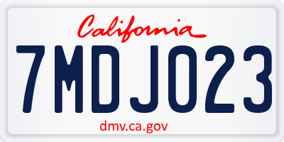 CA license plate 7MDJ023