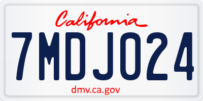 CA license plate 7MDJ024