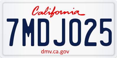 CA license plate 7MDJ025