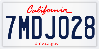 CA license plate 7MDJ028
