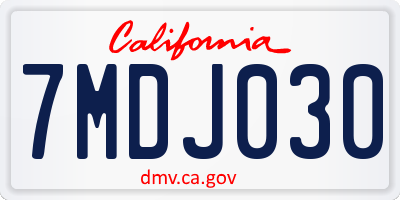 CA license plate 7MDJ030