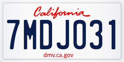 CA license plate 7MDJ031