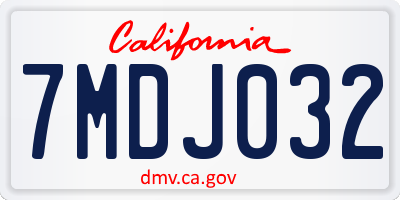 CA license plate 7MDJ032