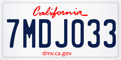 CA license plate 7MDJ033