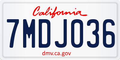 CA license plate 7MDJ036