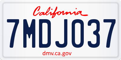CA license plate 7MDJ037