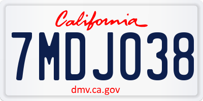 CA license plate 7MDJ038