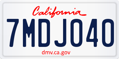 CA license plate 7MDJ040