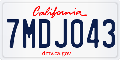 CA license plate 7MDJ043