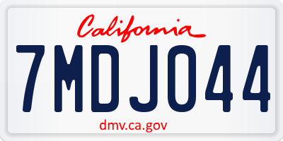 CA license plate 7MDJ044