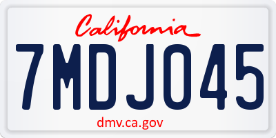 CA license plate 7MDJ045