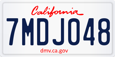 CA license plate 7MDJ048