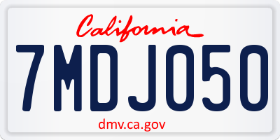 CA license plate 7MDJ050