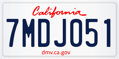 CA license plate 7MDJ051