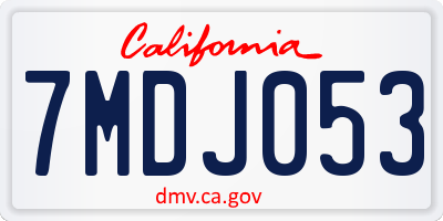 CA license plate 7MDJ053