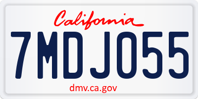 CA license plate 7MDJ055