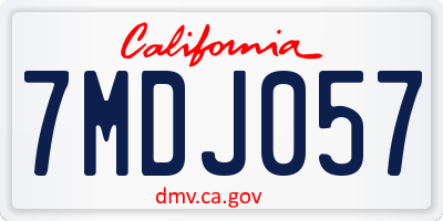 CA license plate 7MDJ057